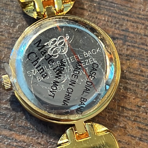 Rare Gold Ladies Quartz EJ Watch Swarovski Crystals Ivory Face - Picture 5 of 9